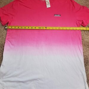 Aeropostale AeroNY Tshirt pink white ombre curved hem